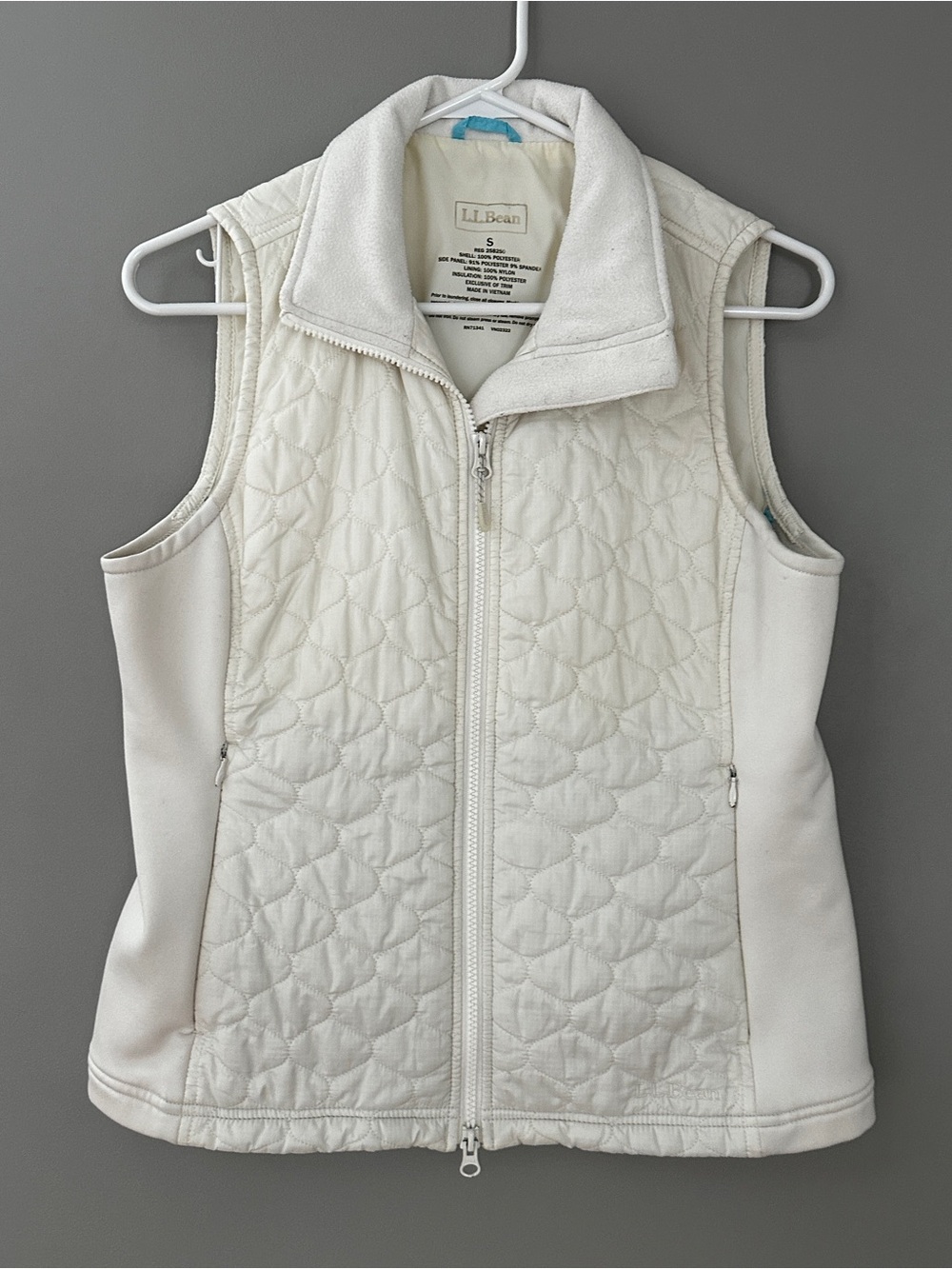 L.L. Bean Women's Off-White Quilted Zip Vest